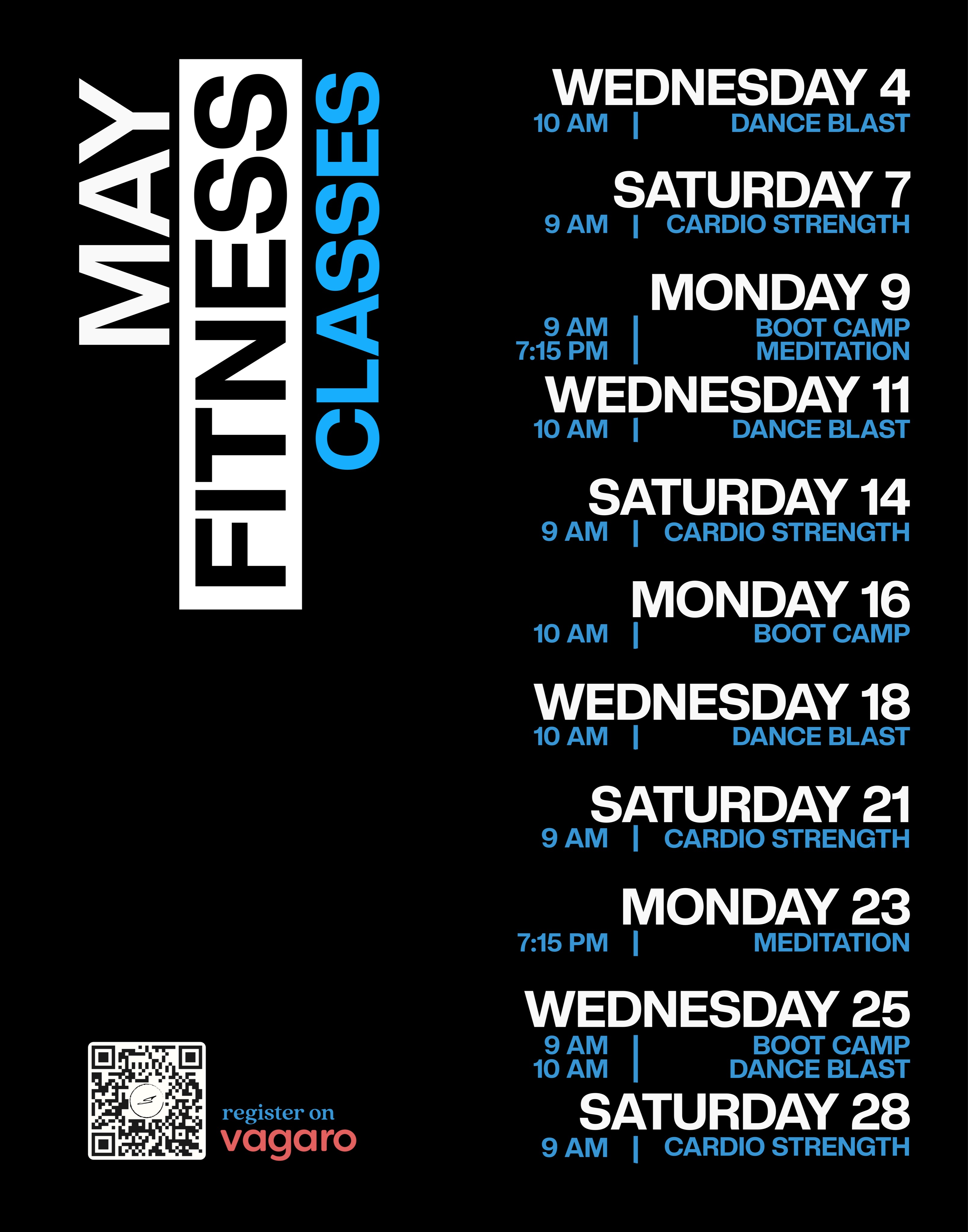 May fitness schedule